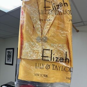 Lily & Taylor Yellow‎ Blazer with Embellished Buttons